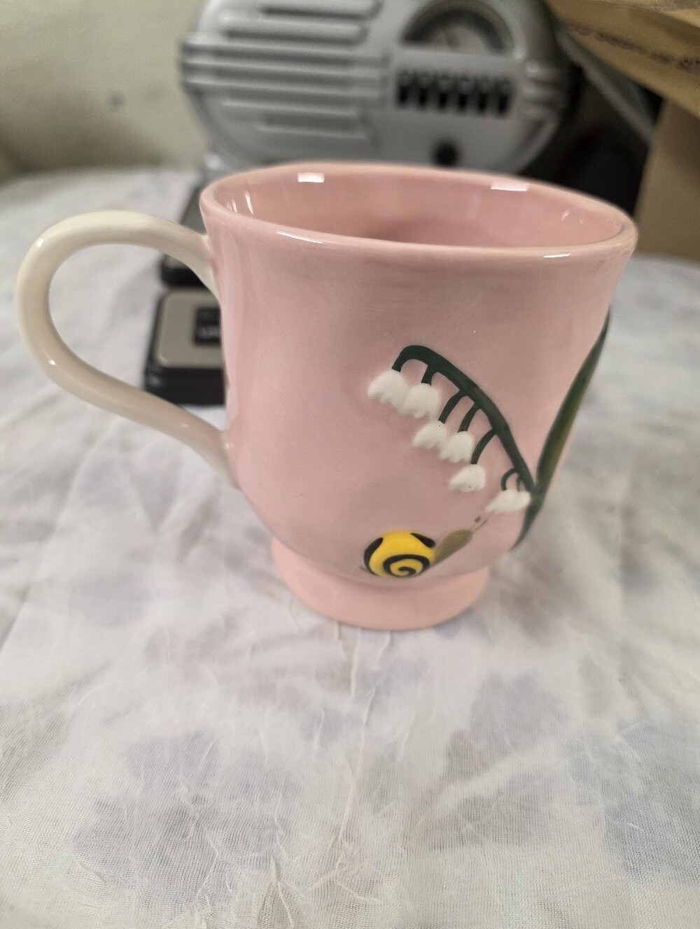 Anthropologie Faye Pink Floral Ceramic Mug